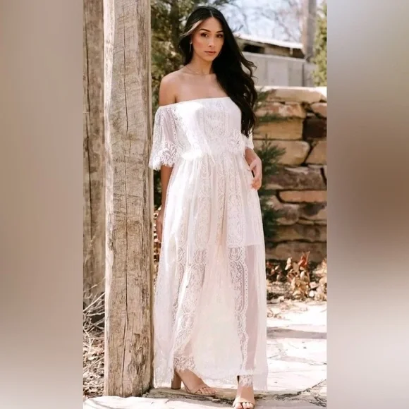 Baltic Born | Dresses | Baltic Born Caroline Lace Maxi Wedding Dress Off  The Shoulder Gown Size Small | Poshmark